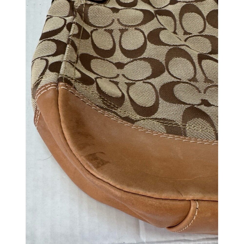 COACH VTG Y2K Hamptons Hobo Monogram One-Shoulder Bag w/ Clip Brown Canvas - Picture 9 of 10